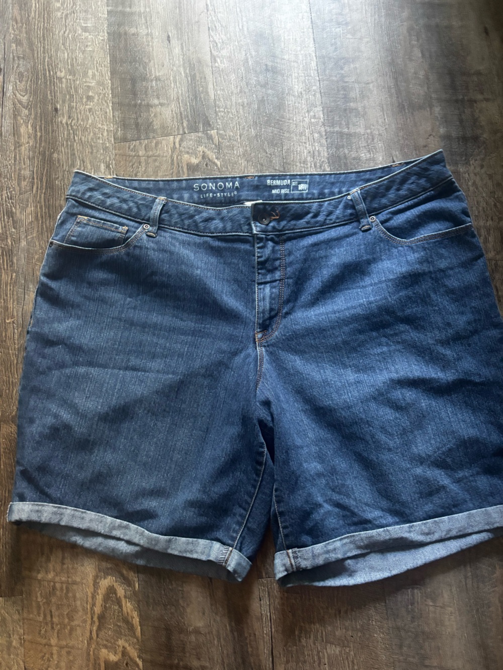 SONOMA Womens Bermuda Dark Blue Relaxed Denim Shorts